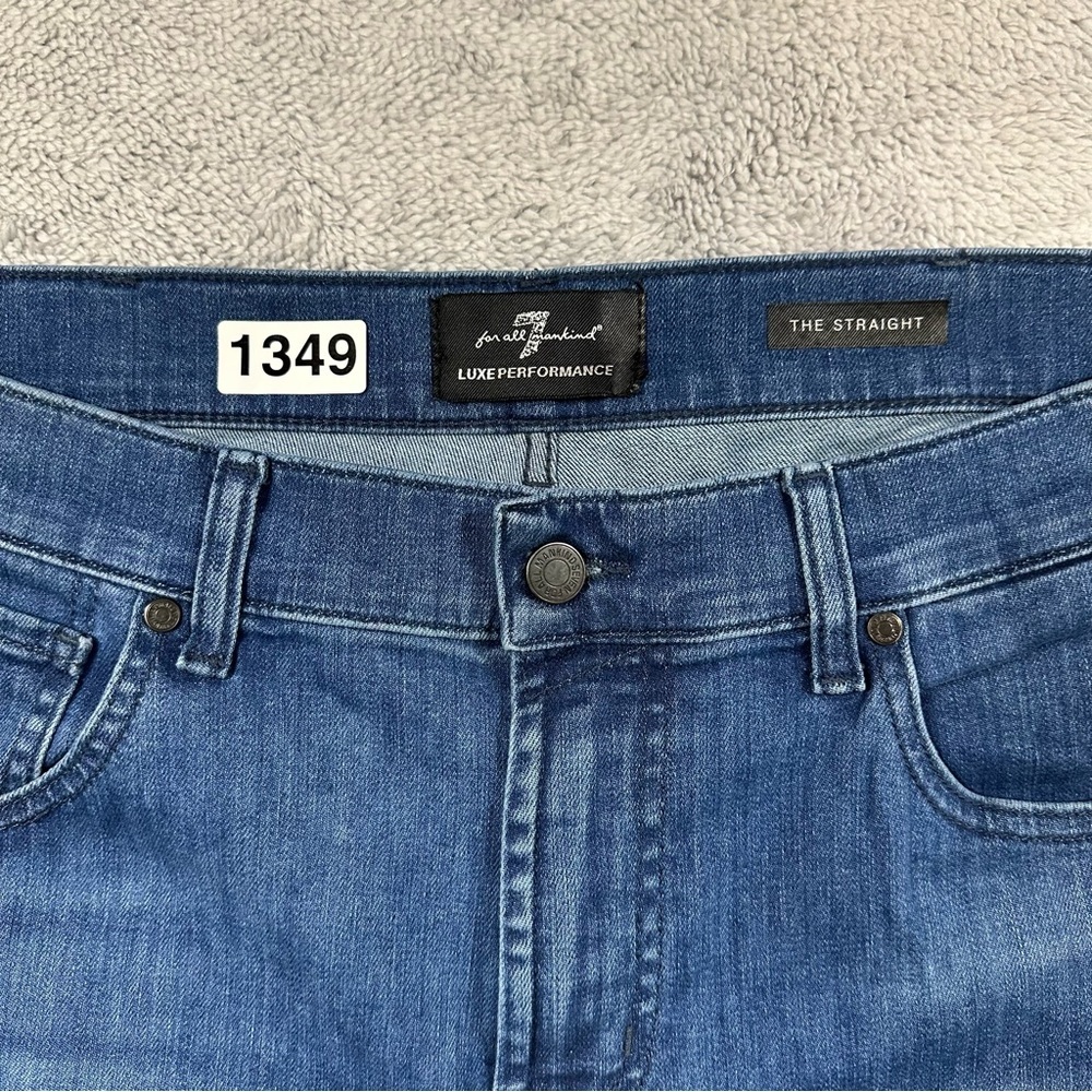 7 For All Mankind Luxe Performance “The Straight” Size 36 Blue Stretch Denim - Picture 2 of 7